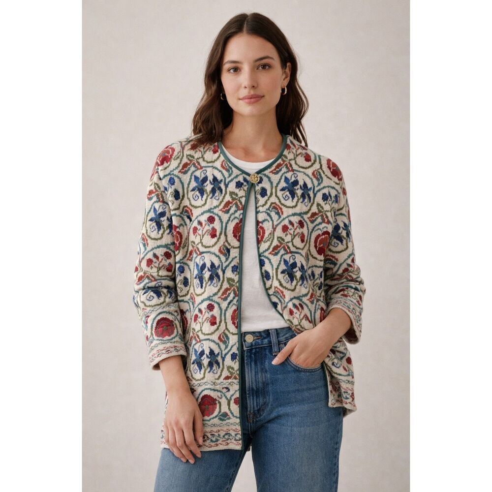 Past Times vintage cotton knit cardigan cottagecore, boho  SZ 6 #2593